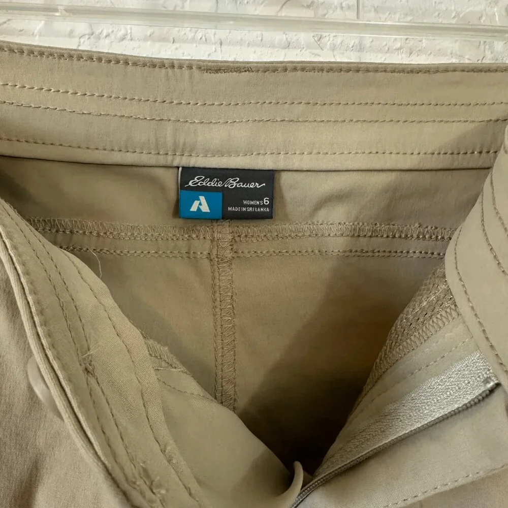 Eddie Bauer 6 First Ascent Guide Pro Tan Khaki Cargo Capri Cropped Pants - Picture 6 of 7